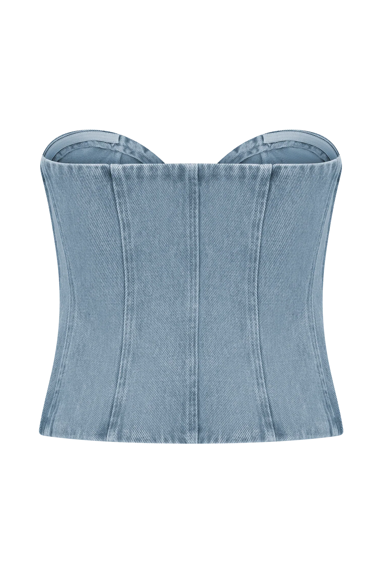 Tully Strapless Topstitch Denim Top 80S Blue
