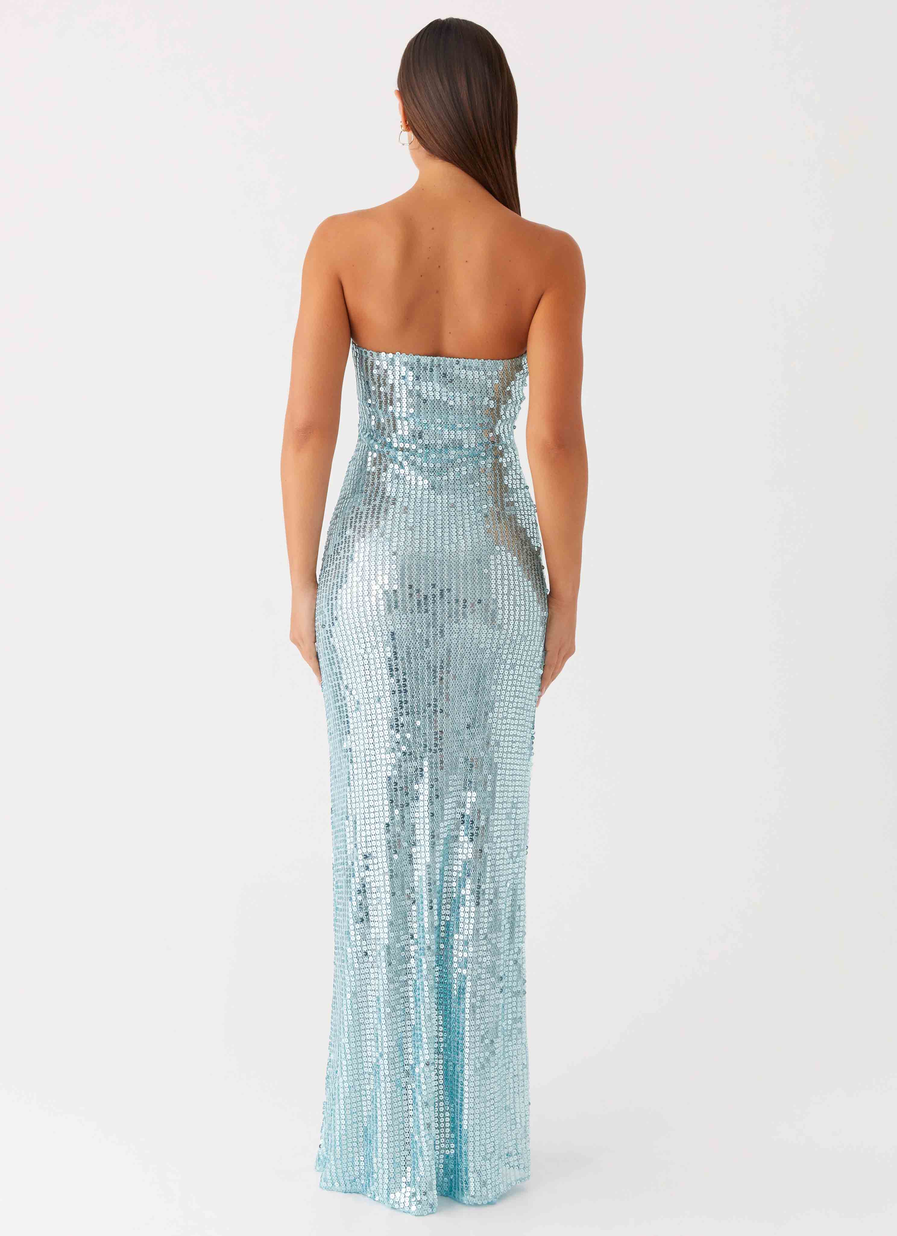 Lyric Sequin Maxi Dress Turquoise