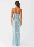 Lyric Sequin Maxi Dress Turquoise