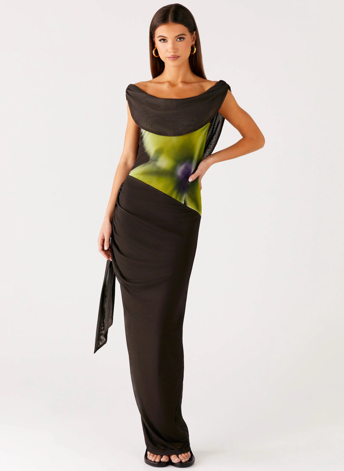 Good Fortune Maxi Dress Lime Flower