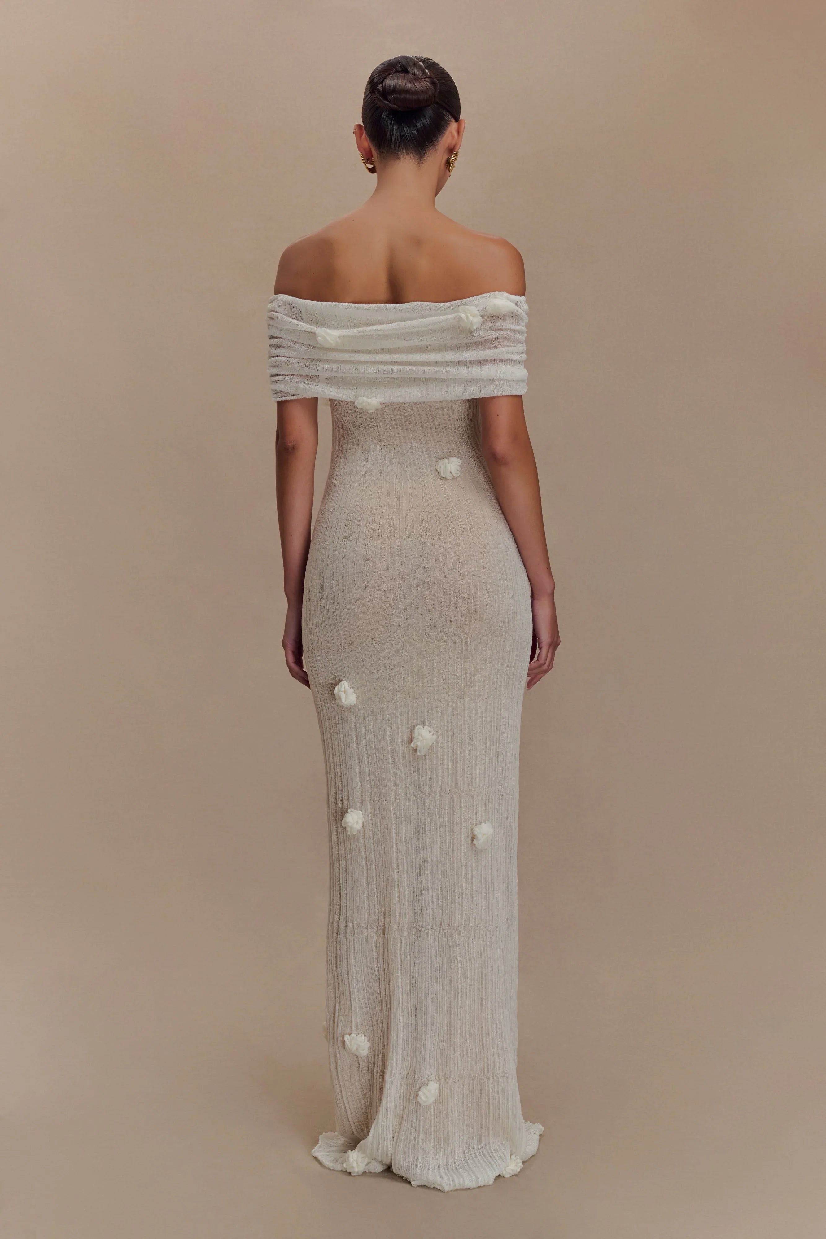 Brynn Orchid Knit Maxi Dress Ivory