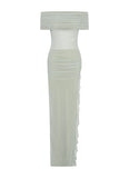 Nelly Off Shoulder Maxi Dress Pistachio