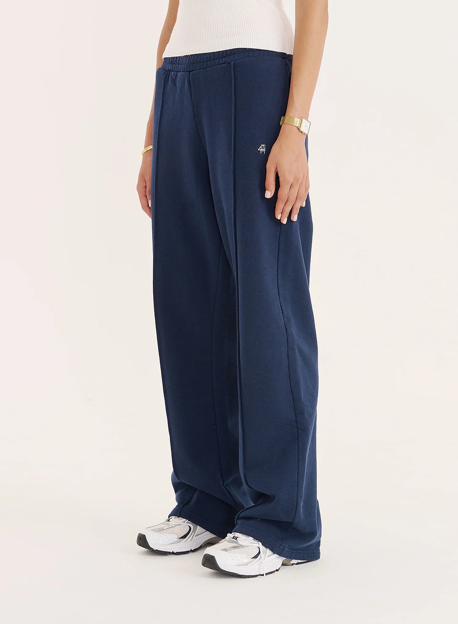 Navy 4th Wide Leg Branded Joggers