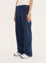 Navy 4th Wide Leg Branded Joggers