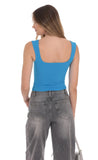 Scoop Tank Top in Aqua Blue