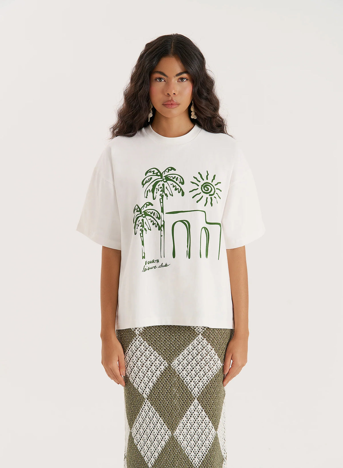 Off White Palm Print Graphic T Shirt