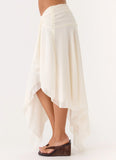 Abeda Asymmetrical Midi Skirt Ivory