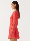 Sabella Mini Dress Magenta Red Rose