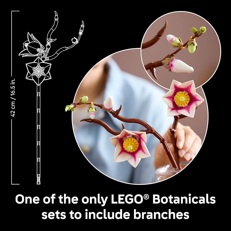 LEGO Botanicals Magnolia Branches Building Set for Adults Ages 18 Gift for Birthdays Artificial Flowers for Home Office Bedroom or Desk Decor 11510