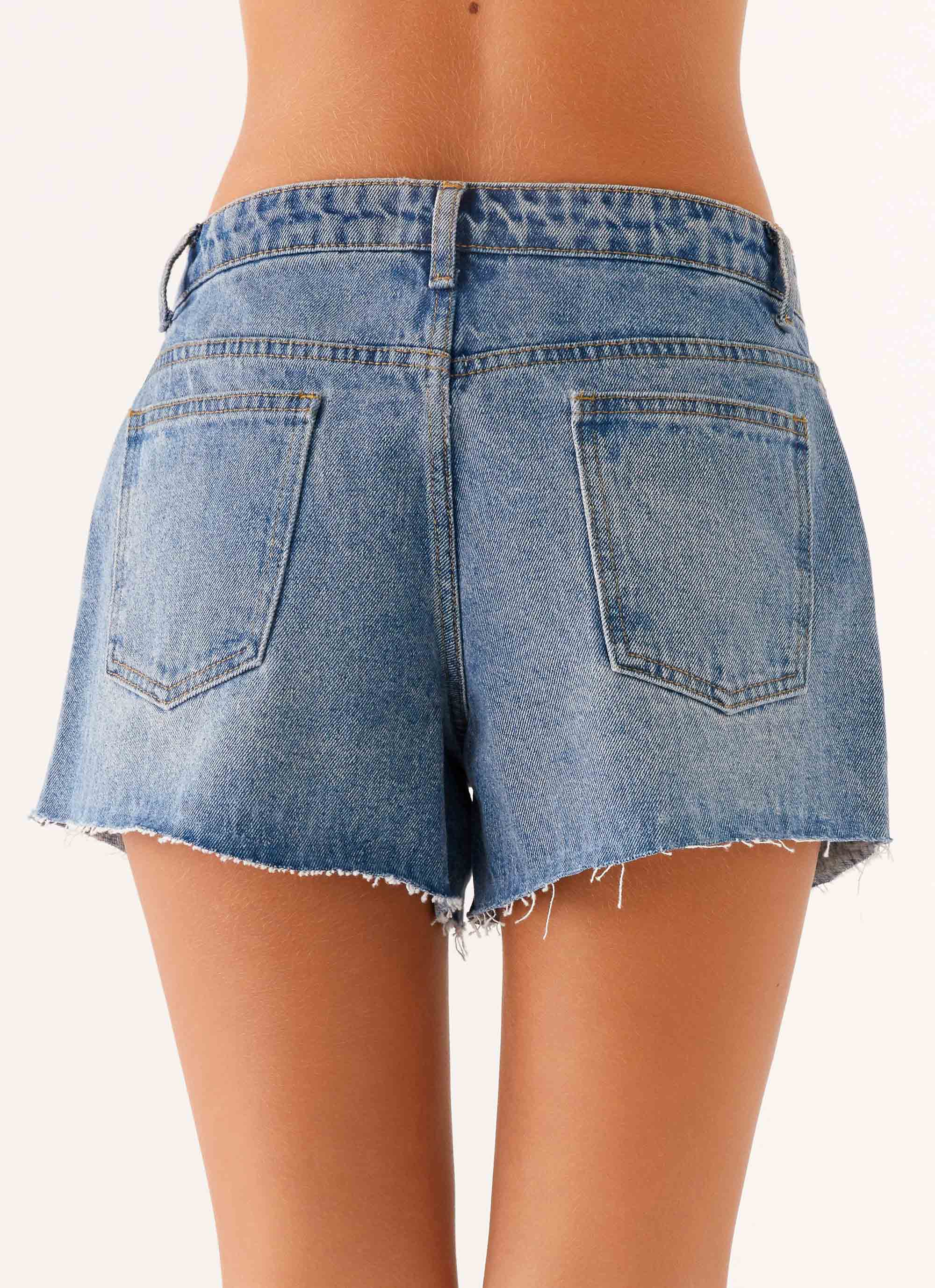 Davie Low Rise Denim Shorts Blue
