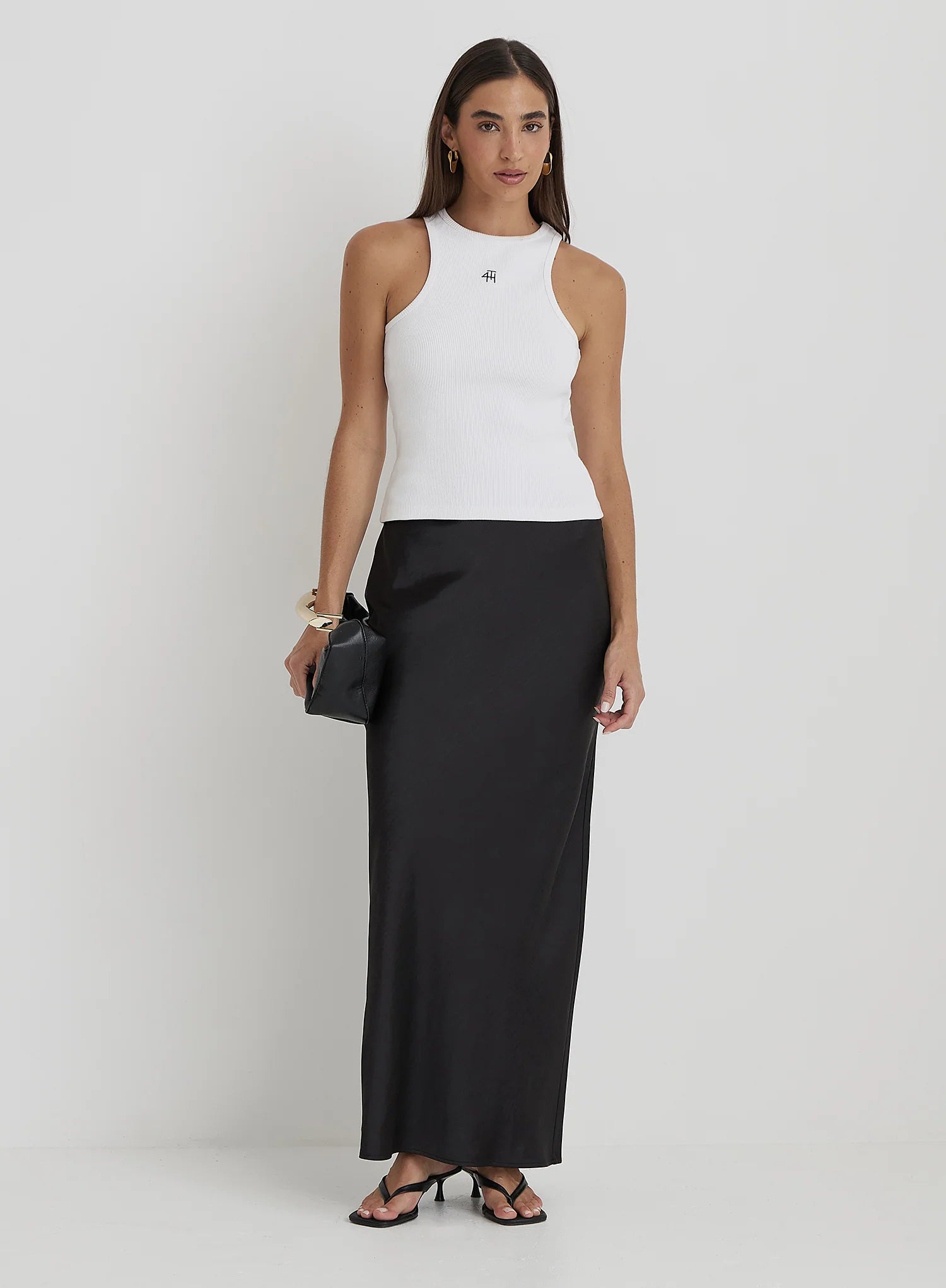 Black Satin Maxi Skirt