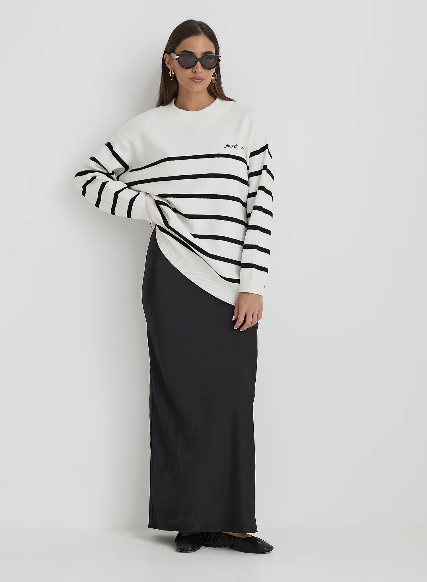 Cream And Navy Stripe Jumper