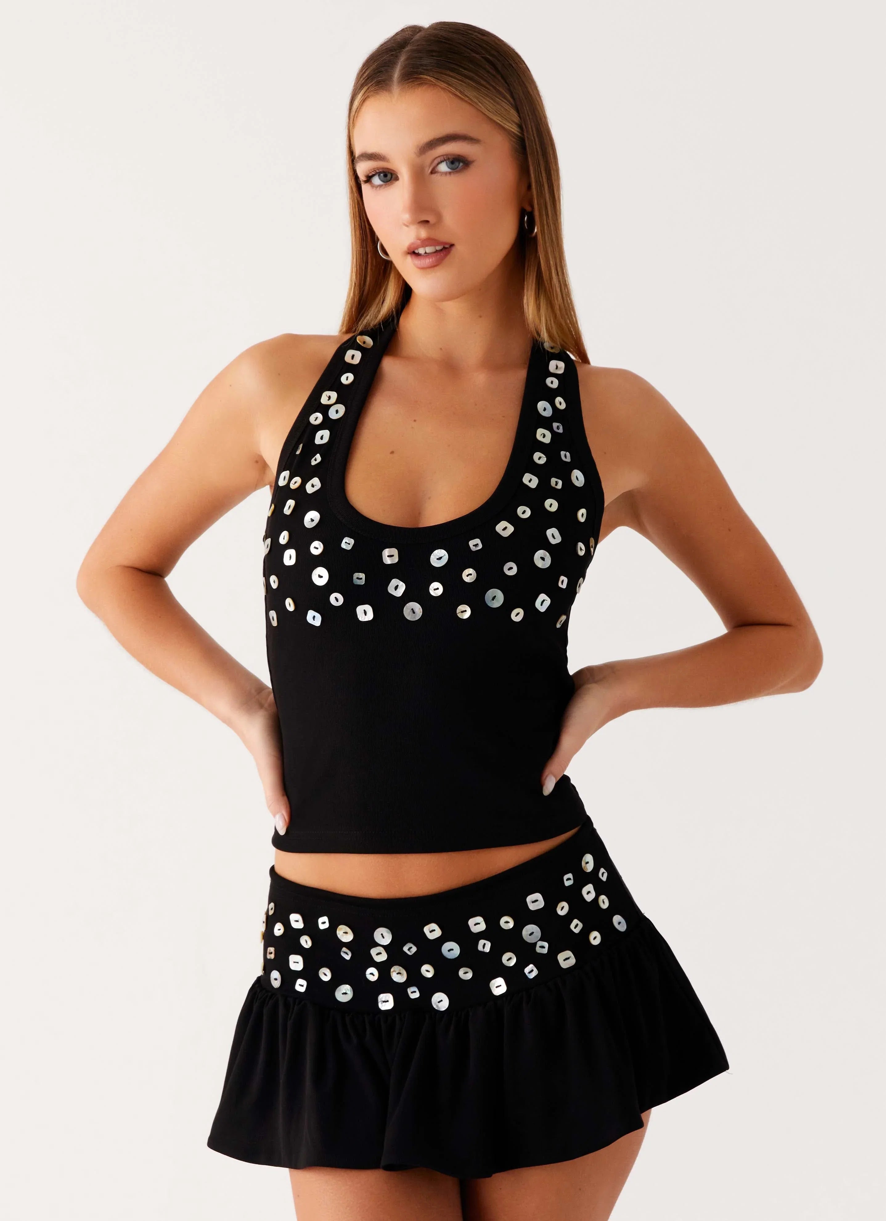 Vegas Nights Halter Neck Top Black