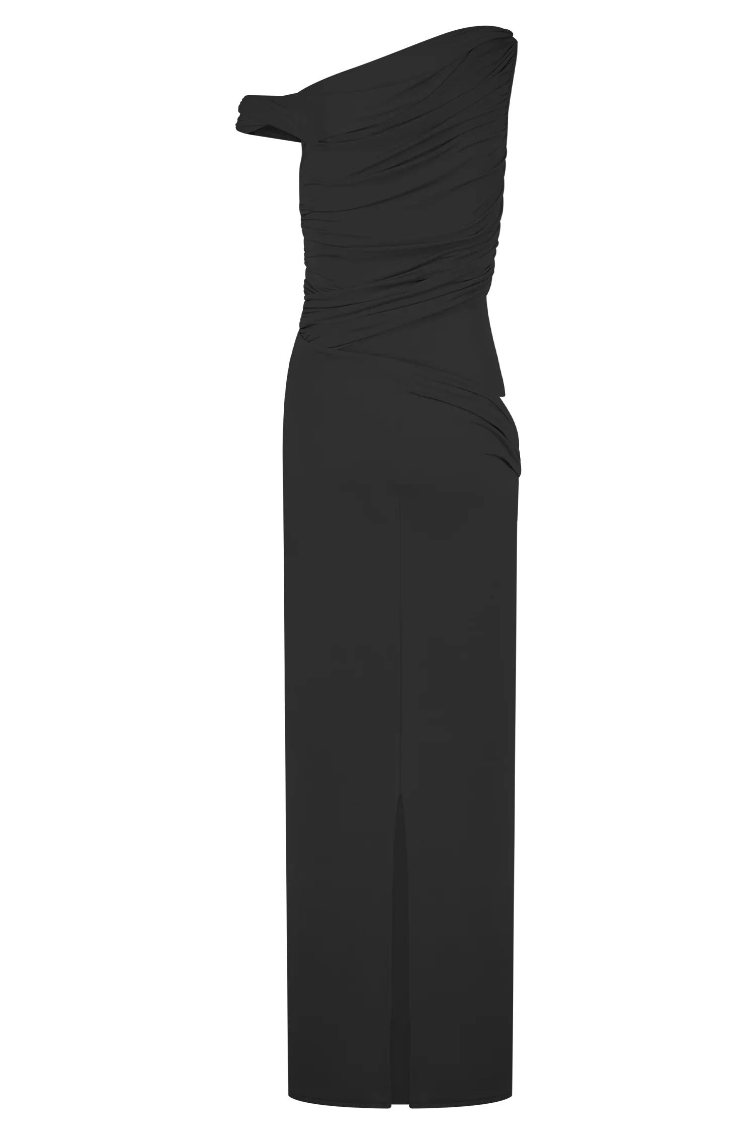 Callen One Shoulder Slinky Maxi Dress Black