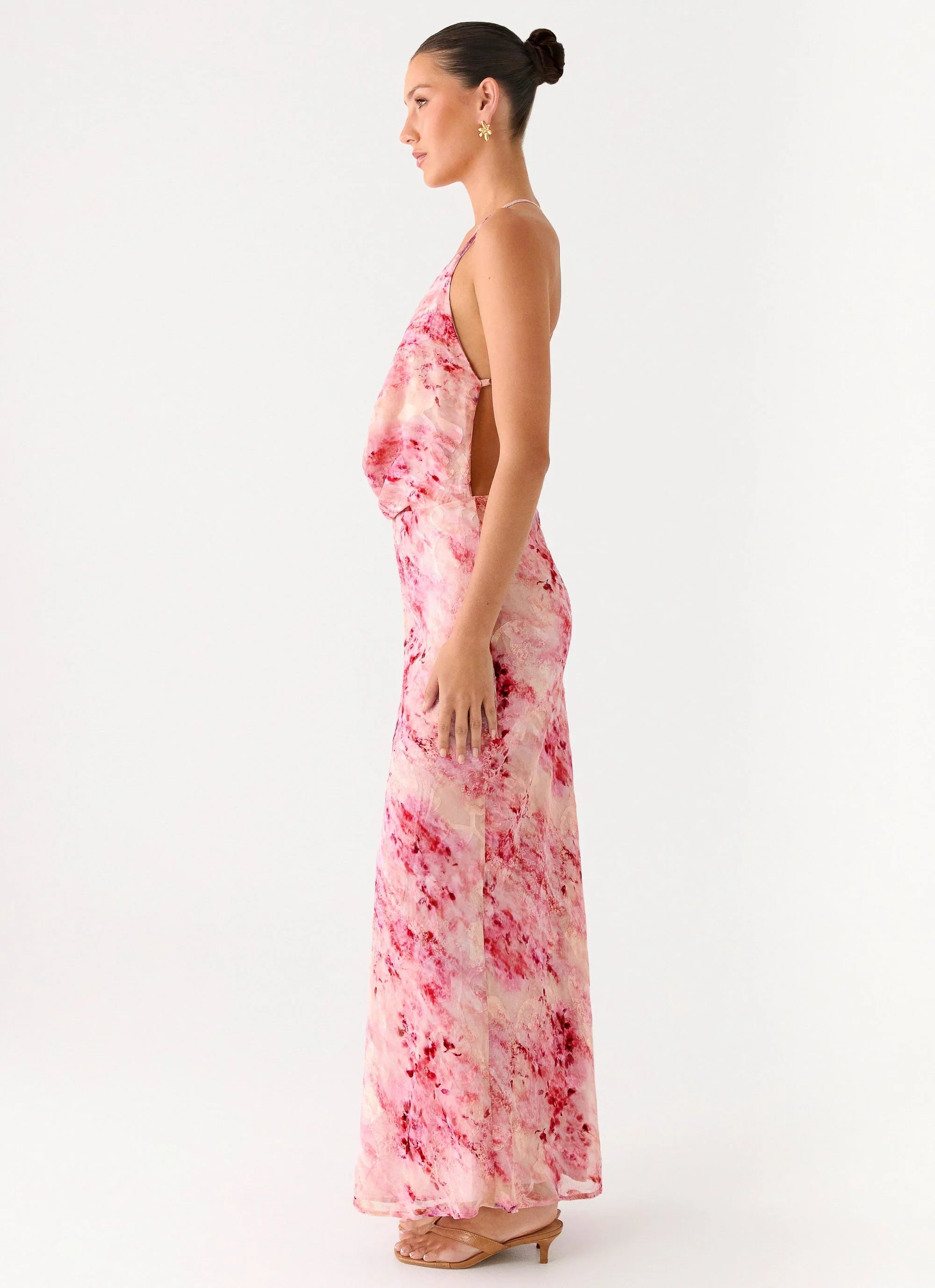 Pure Heart Cowl Maxi Dress Pink