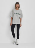 Grey Sunday Distressed Slogan Oversized T Shirt