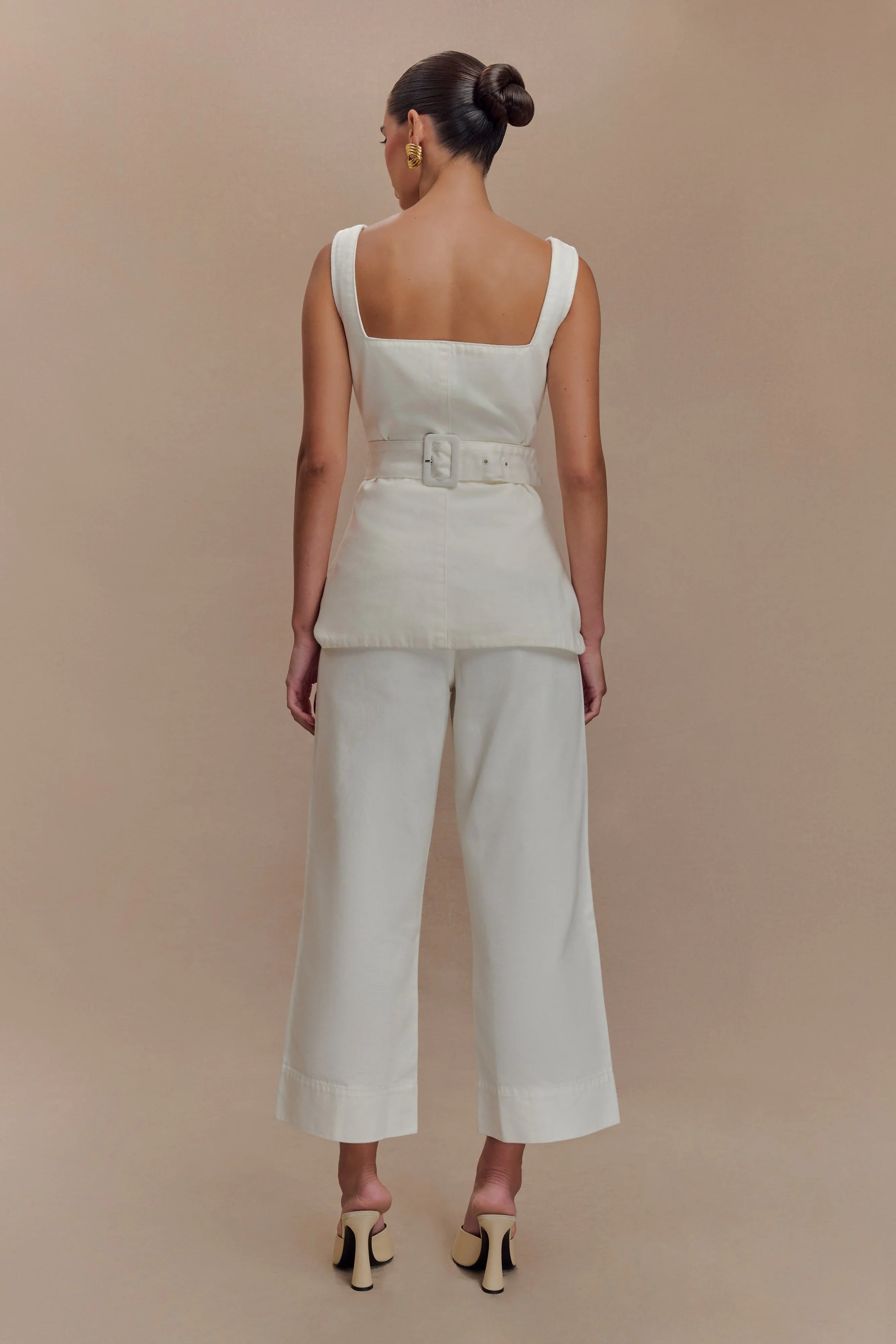 Kaitlyn Cropped Wide Leg Jeans White