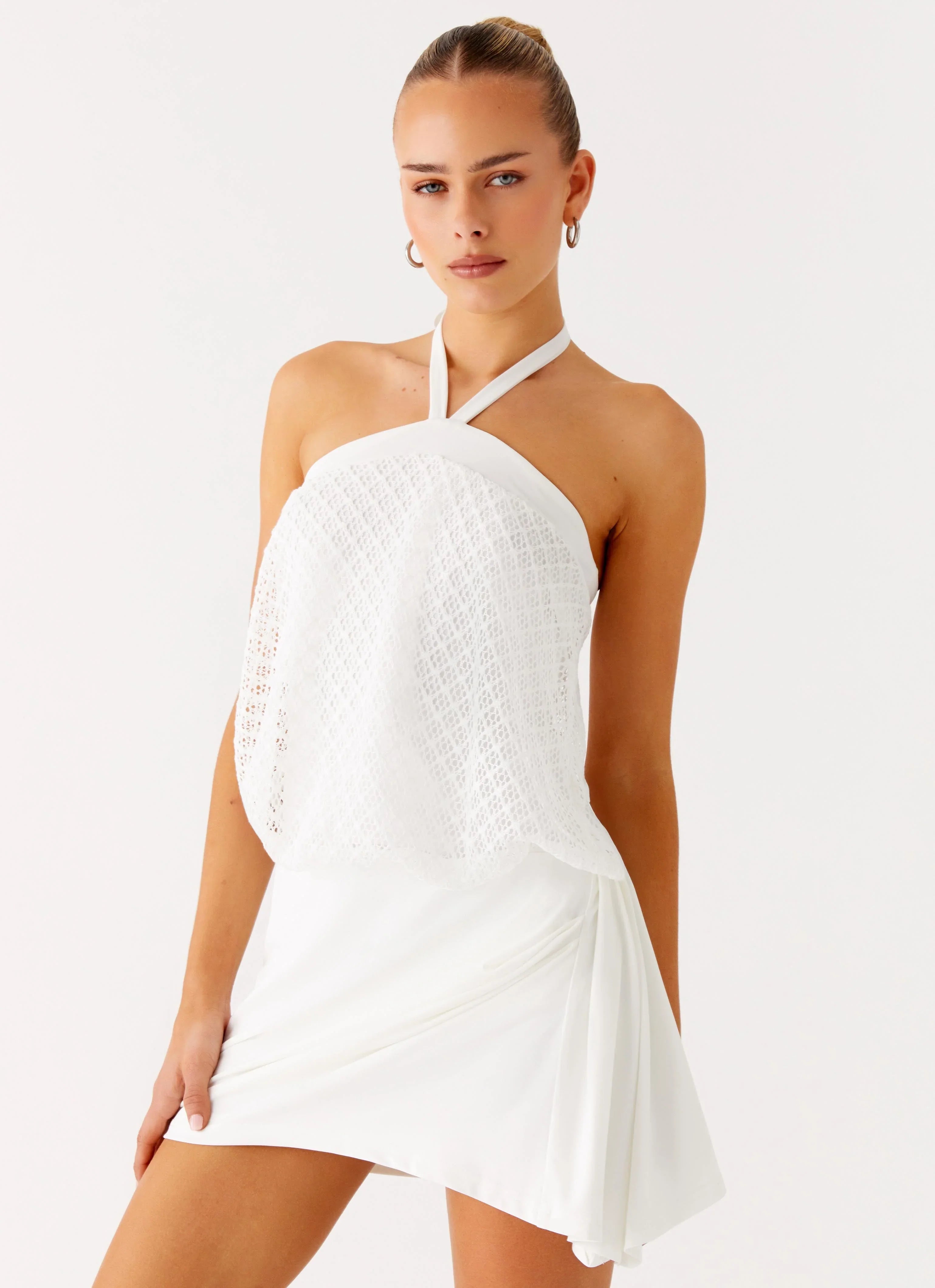 Switch Up Halter Mini Dress Ivory