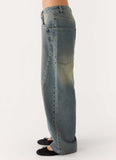Joseph Low Rise Denim Jeans Vintage Wash Blue