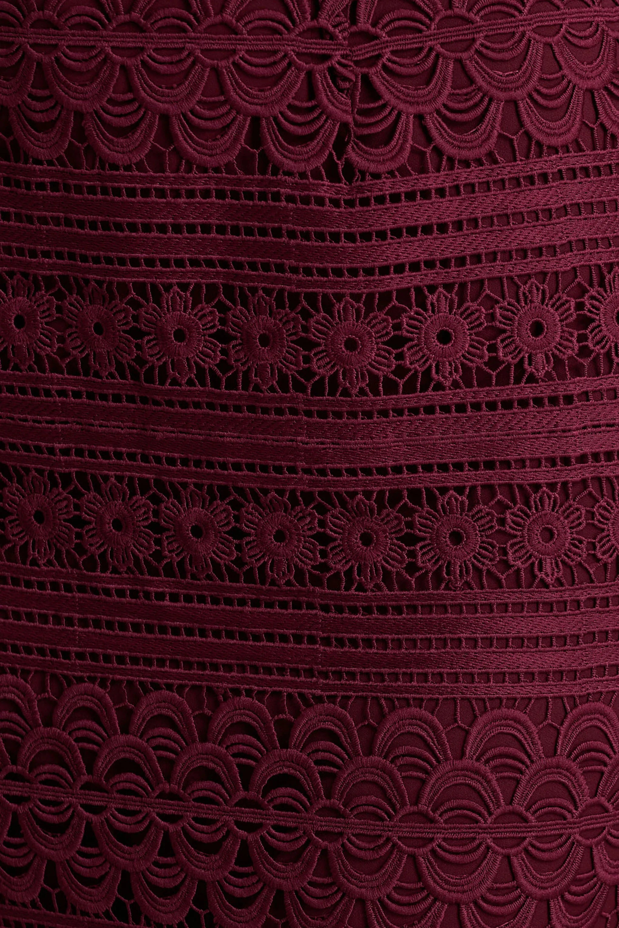Secret Burgundy Bandeau Lace Midi Dress With Scarf Detail