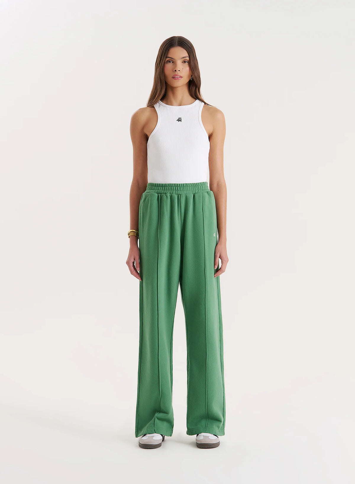 Green 4th Wide Leg Branded Joggers