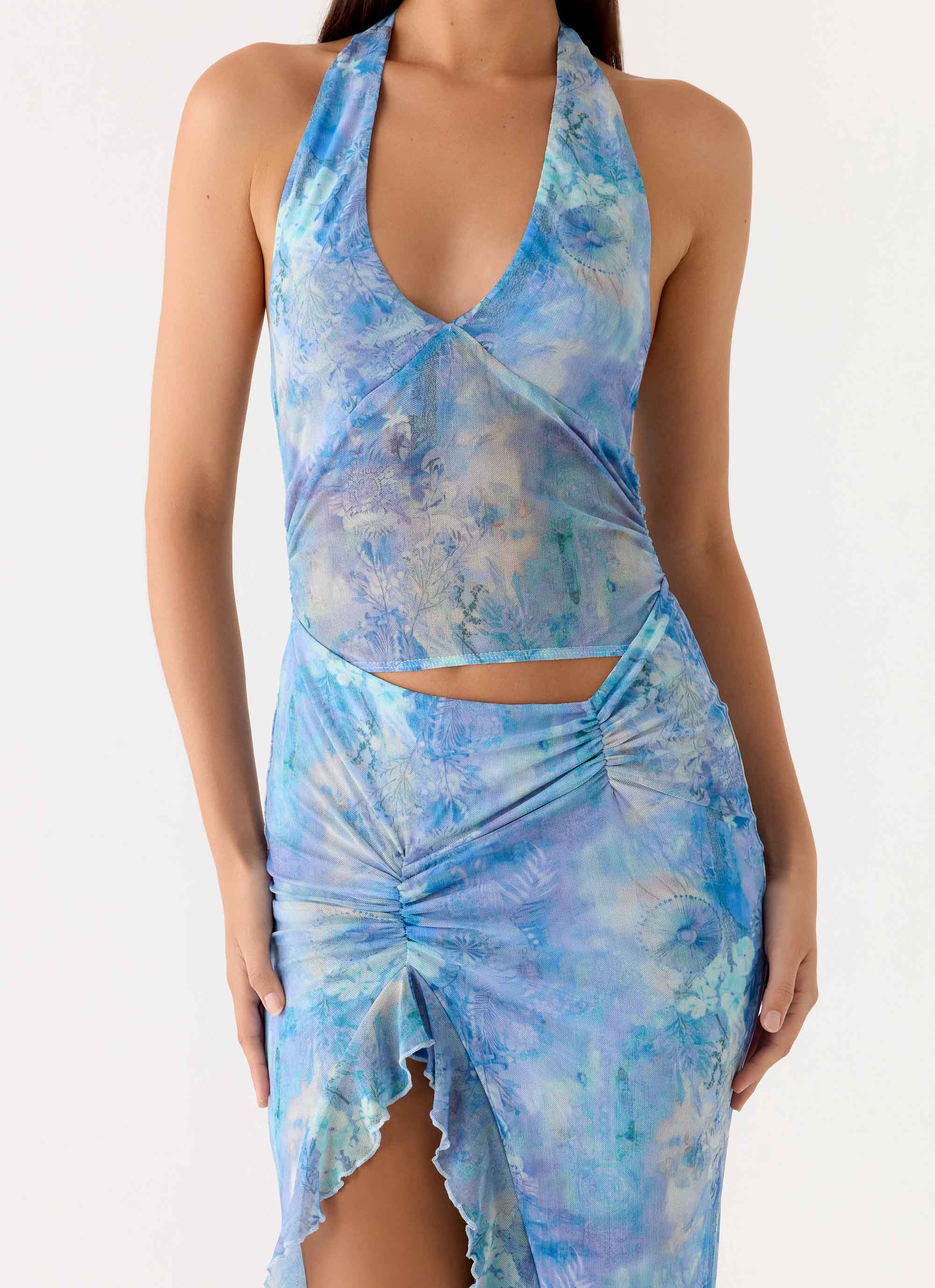 Last Sequence Maxi Dress Aqua Paisley