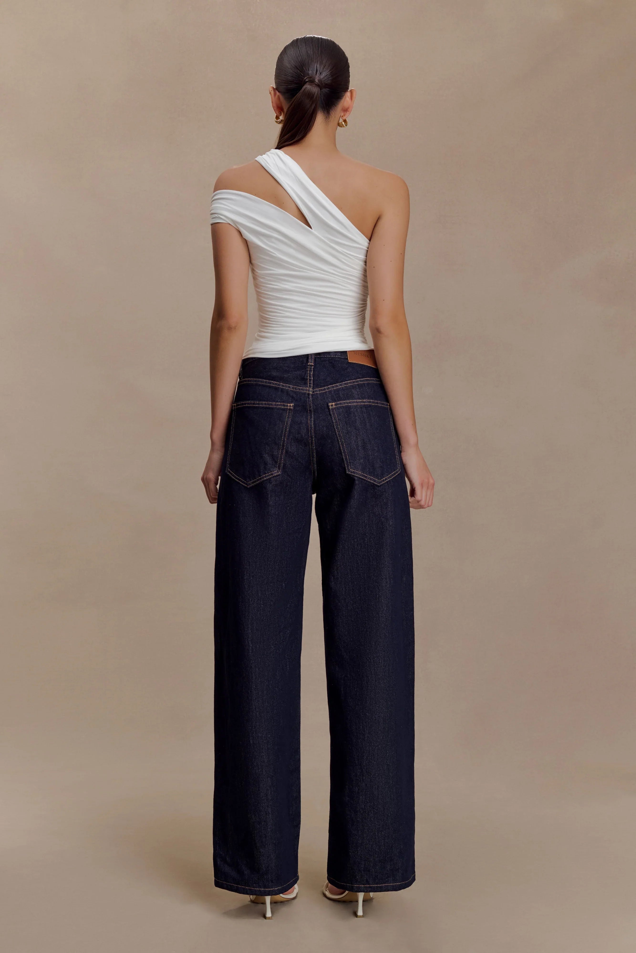 Anna One Shoulder Modal Top White