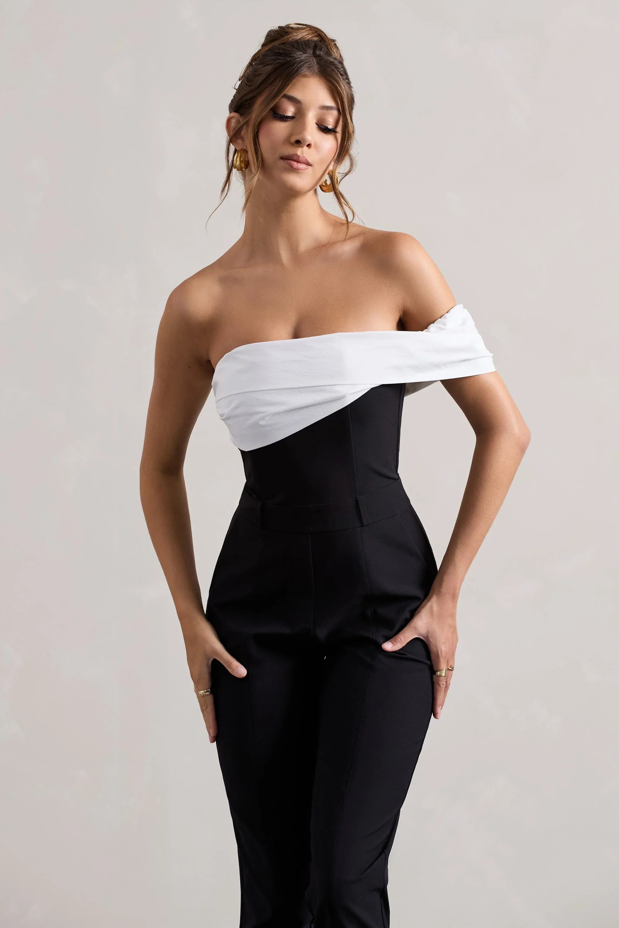 Paxton Black Twisted Bardot Tailored Jumpsuit