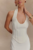 Meadow Corset Halter Top White