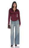 Satin Button Up Shirt in Burgundy