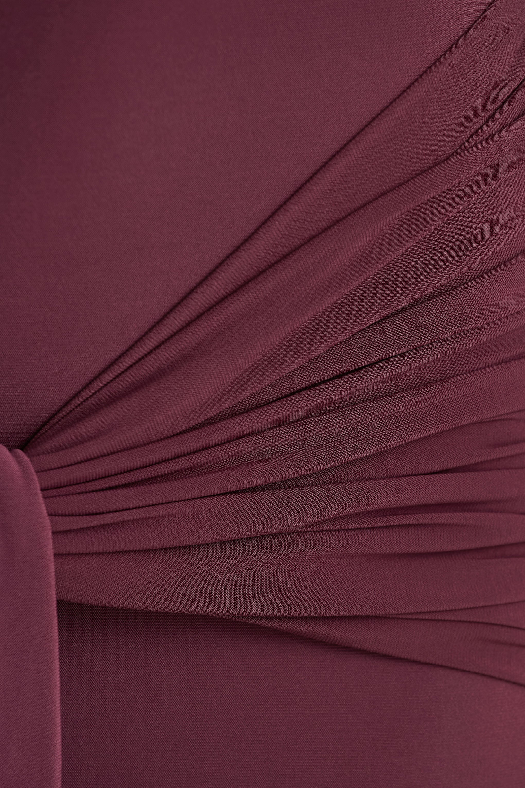 Myra Burgundy High Neck Maxi Dress With Sash and Ruched Detailing
