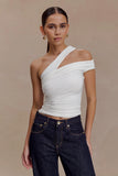 Anna One Shoulder Modal Top White