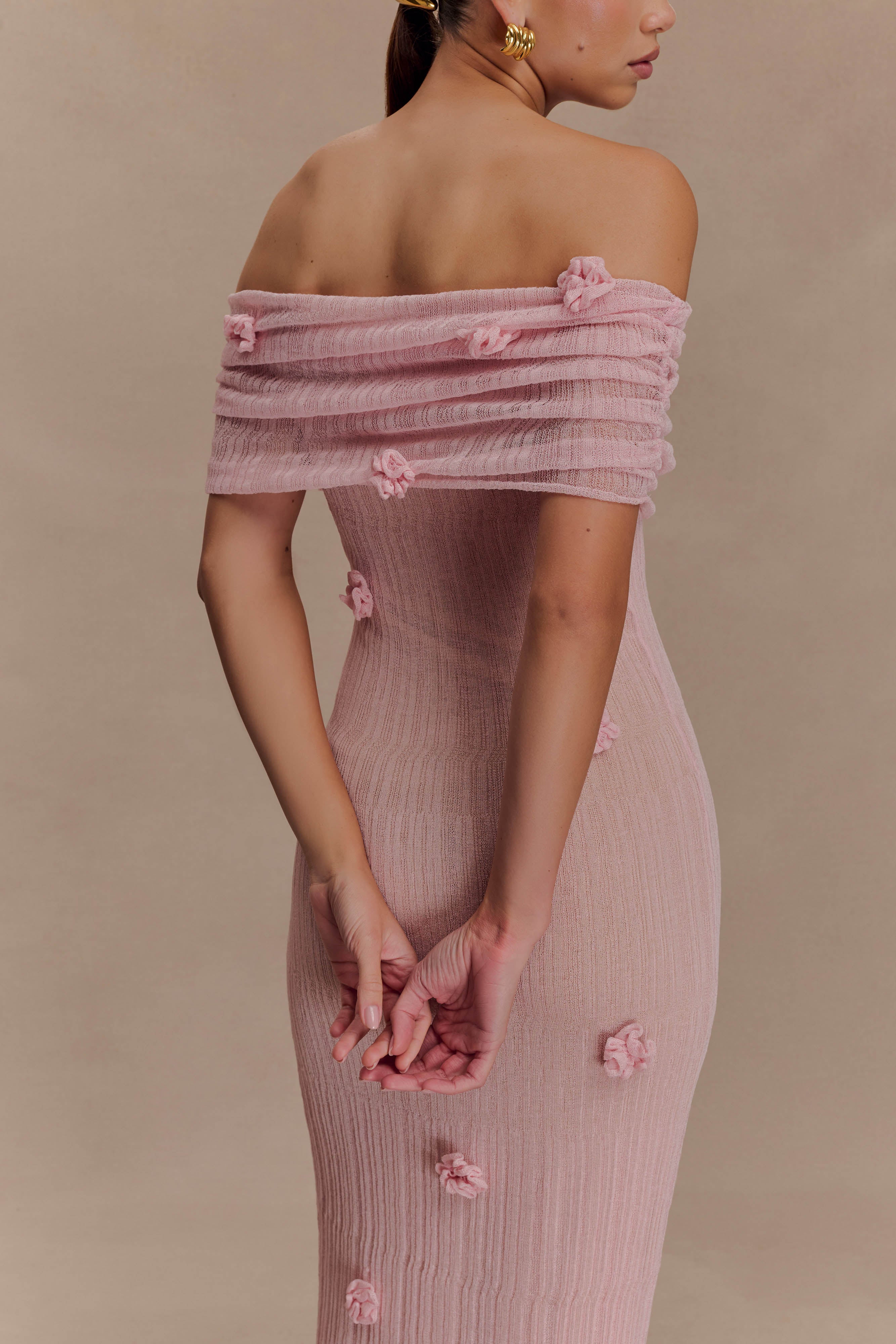 Brynn Orchid Knit Maxi Dress Pastel Pink