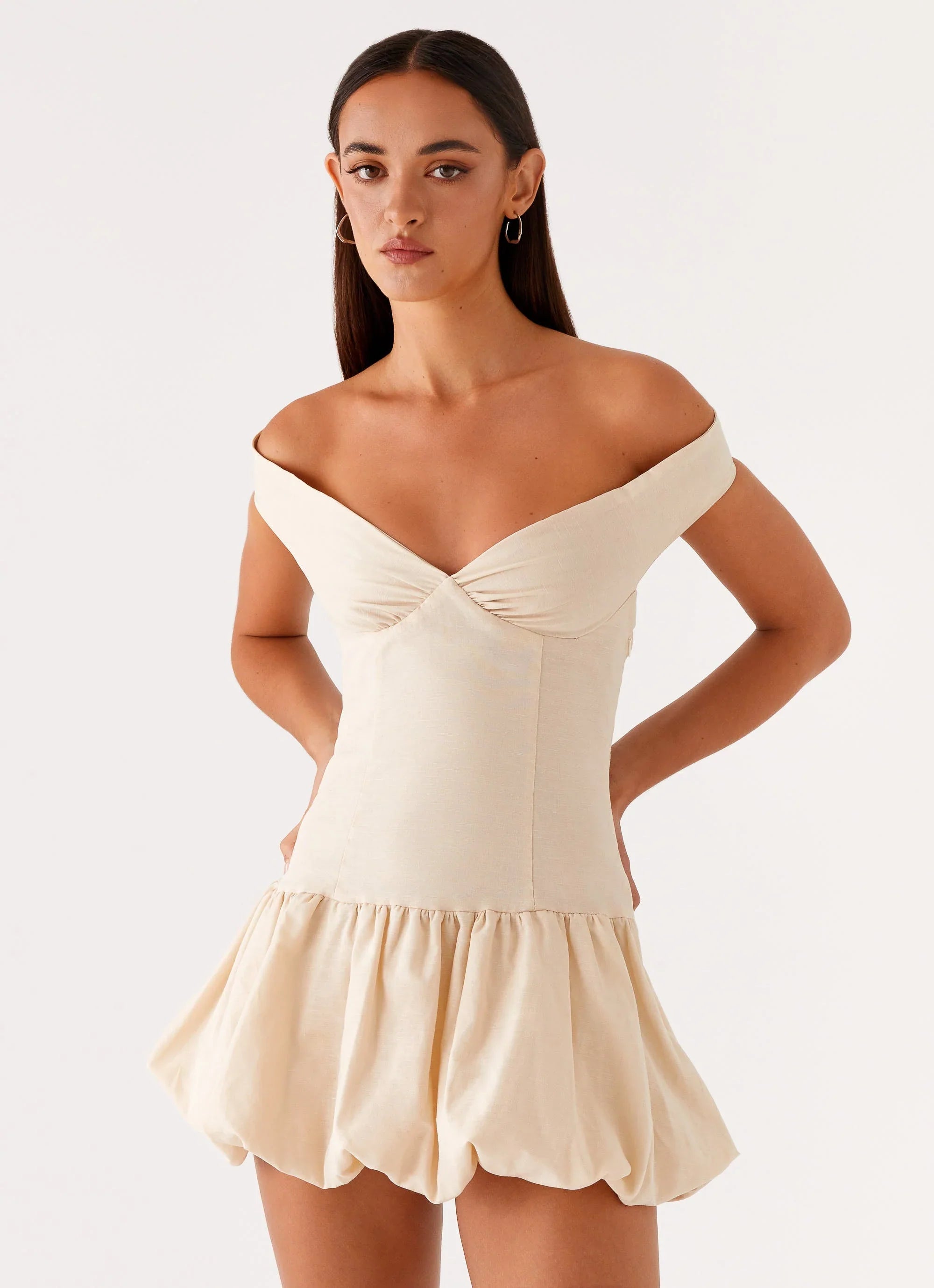 Endless Romance Off Shoulder Mini Dress Butter