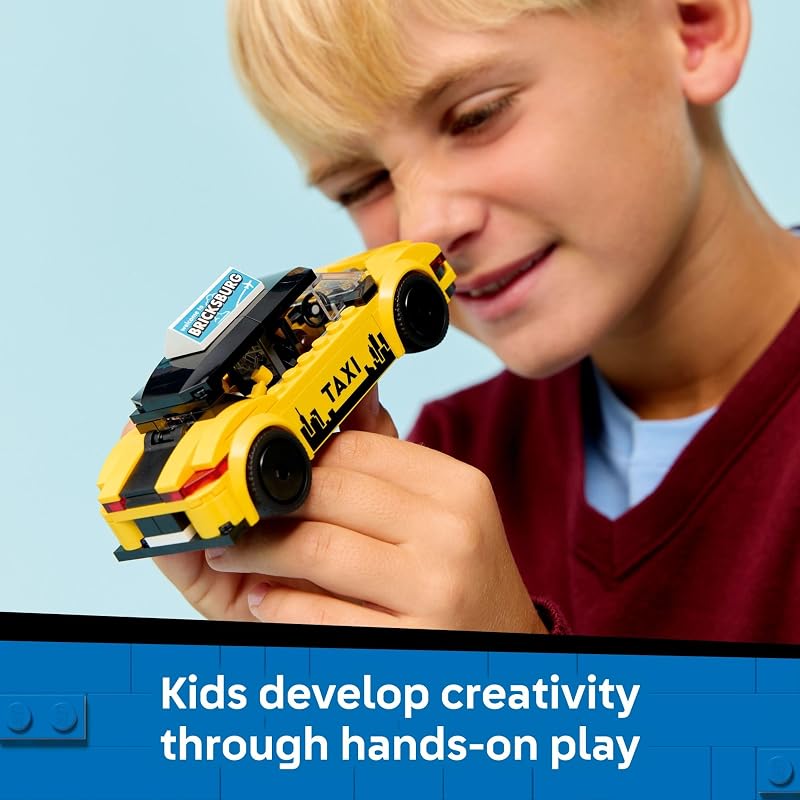 LEGO City Yellow Taxi Car Building Toy for Kids Pretend Play Set for Boys Girls Ages 5 Toy Car W Taxi Driver Tourist Minifigures Gift Idea for Birthdays 60487