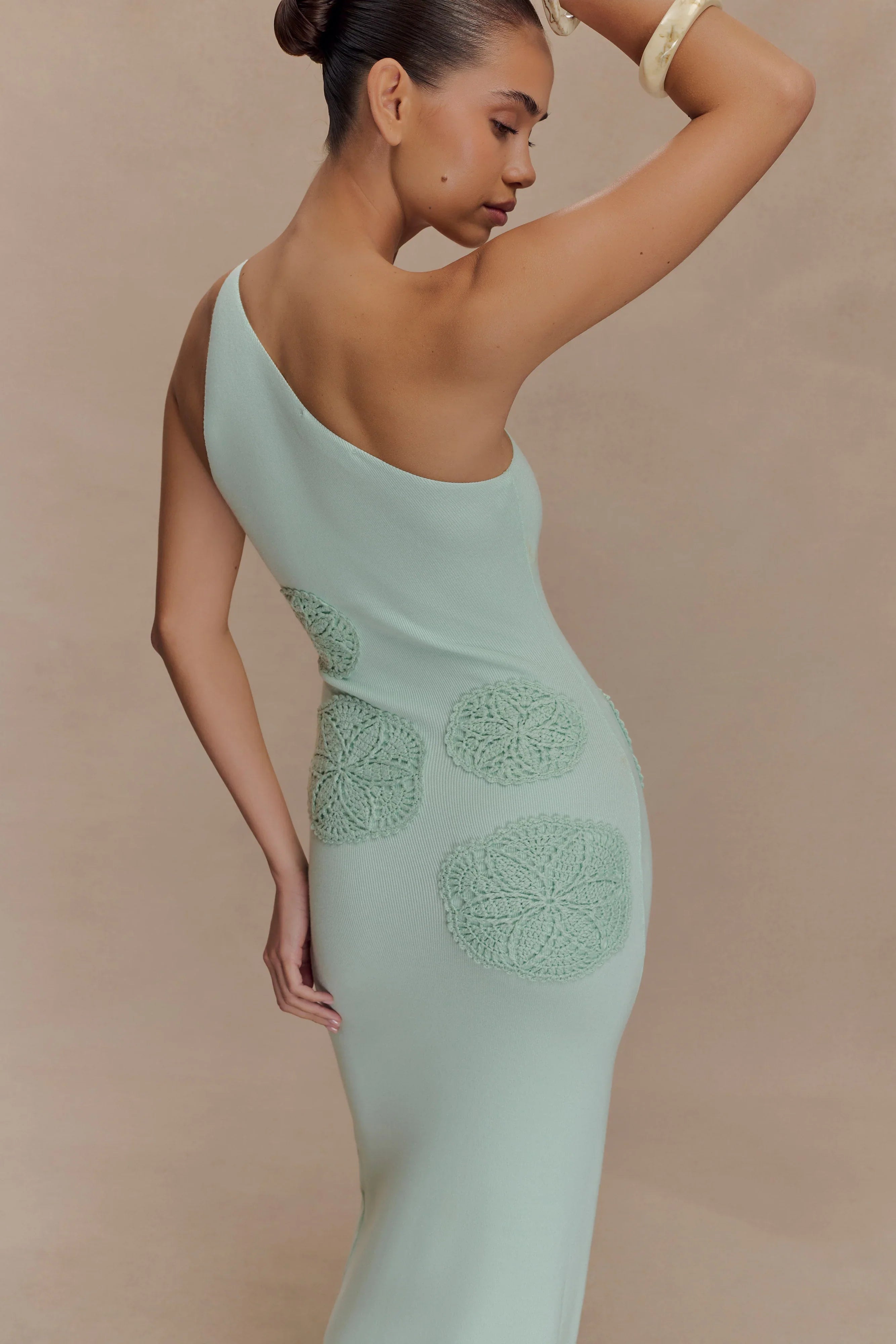 Teneika Crochet Knit Maxi Dress Light Aqua