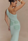 Teneika Crochet Knit Maxi Dress Light Aqua