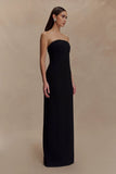 Kalila Strapless Crepe Maxi Dress Black