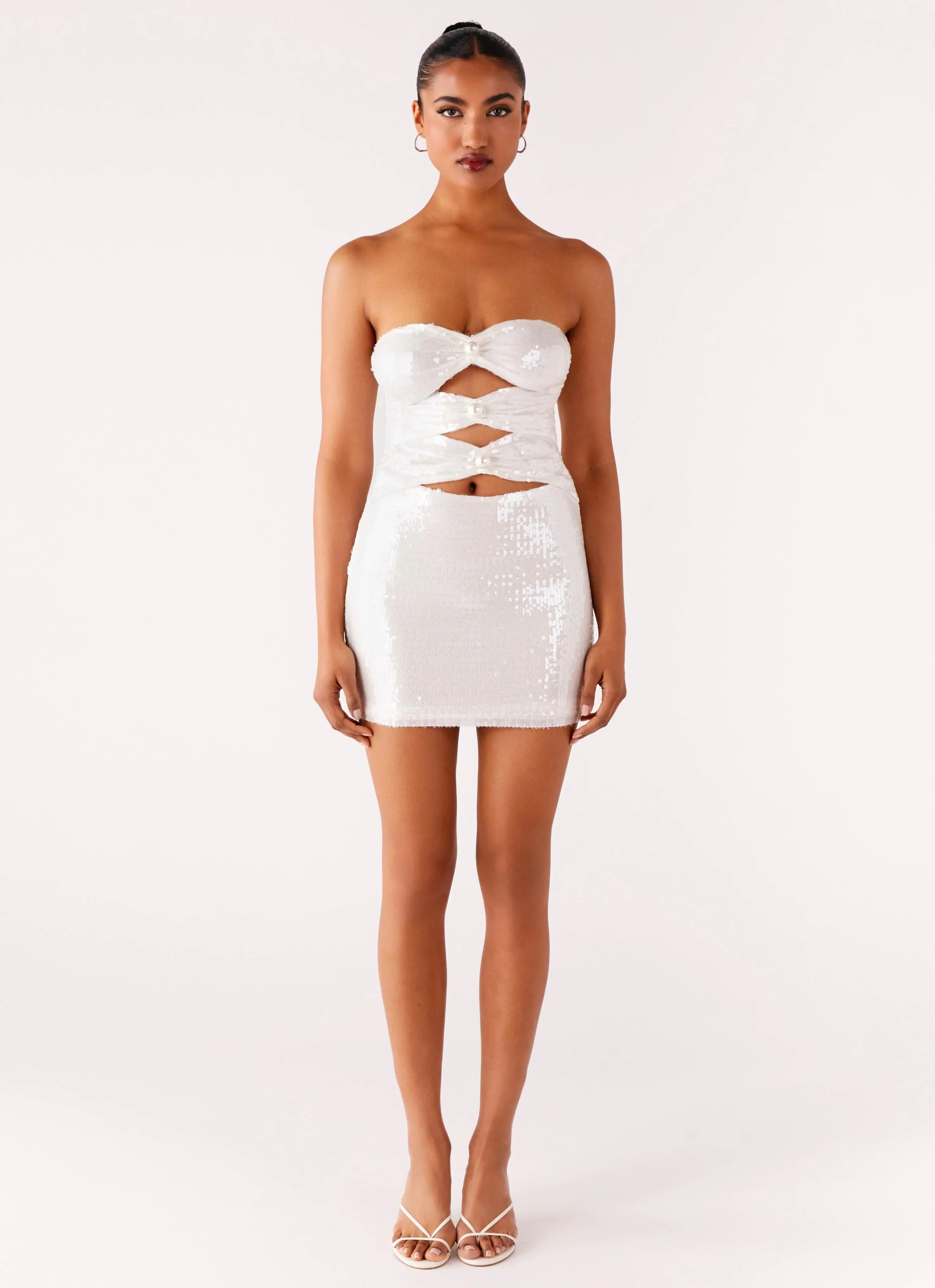 Clyra Sequin Mini Dress Ivory
