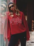 Red Embroidered Apres Slogan Oversized Sweatshirt