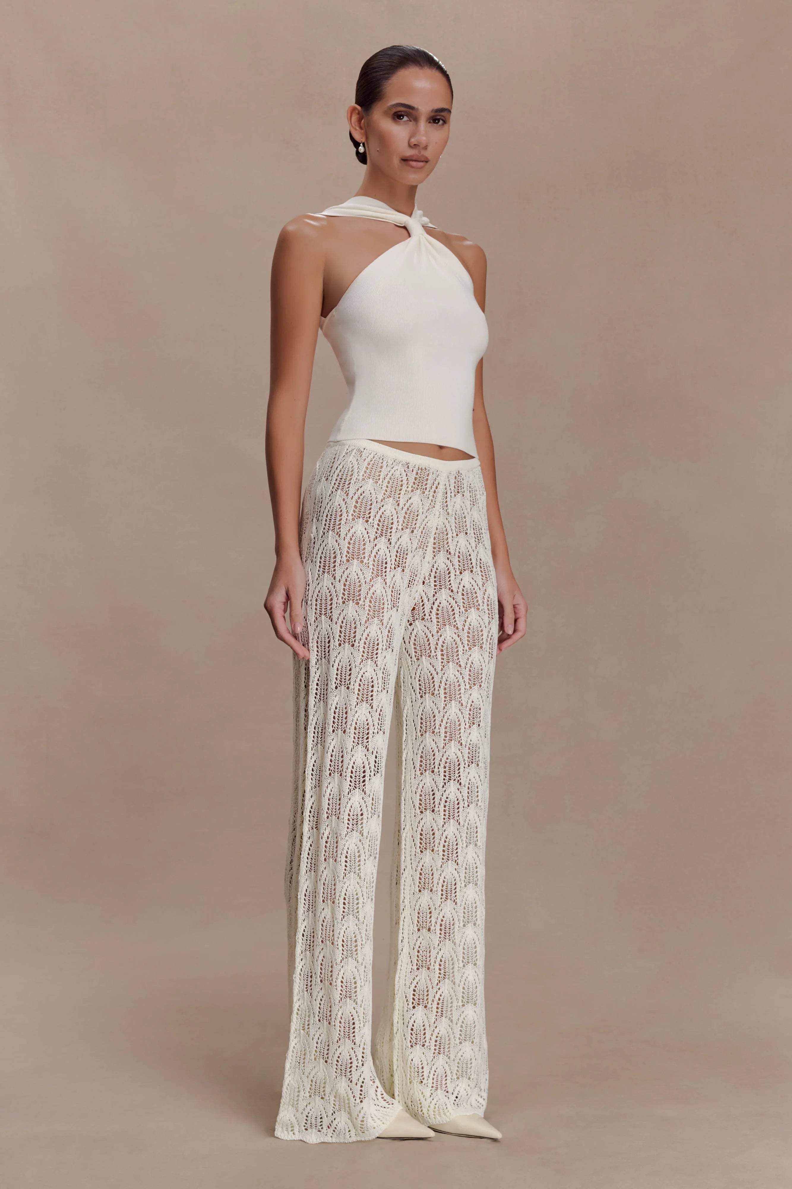 Angelika Twist Front Knit Top Ivory