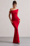 Lita Red Twisted Asymmetric Maxi Dress