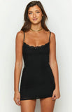Tayna Black Lace Mesh Mini Dress