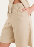 Beige Tailored Bermuda Shorts
