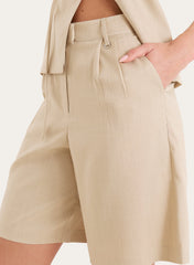 Beige Tailored Bermuda Shorts