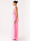 Falling Forever Strapless Beaded Maxi Dress Pink