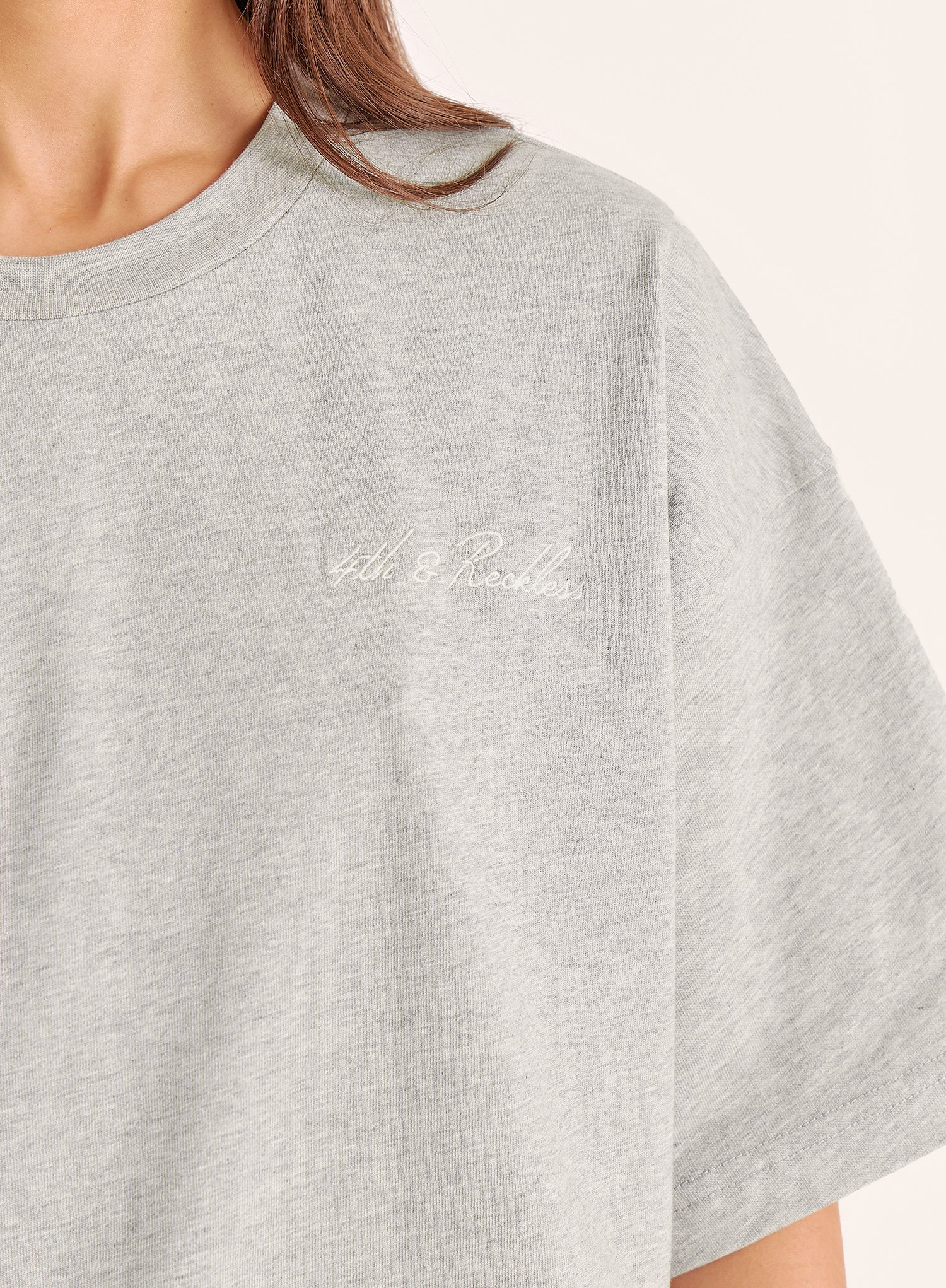 Light Grey Branded Short Sleeve Cotton T Shirt