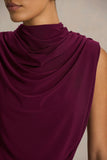 Hermia Burgundy High Neck Midi Dress