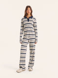 Grey And Blue Striped Ribbed Jersey Trousers