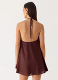 Soft Breeze Linen Mini Dress Chocolate